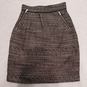 H&M Size 4 Pencil Skirt Tweed Black White Zipper Pockets